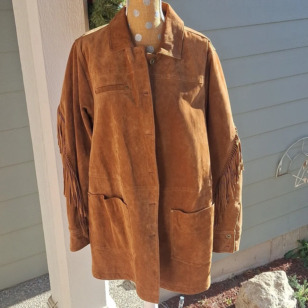 Anthropologie Danae fringe suede leather jacket size 2X western style shacket - Picture 3 of 12